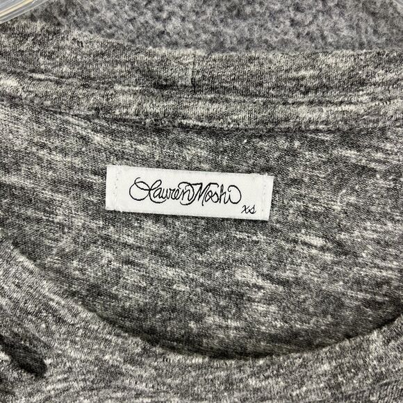 Lauren Moshi T Shirt Womens XS Grey Skeleton Hands Distressed Tee peace love - Picture 9 of 16